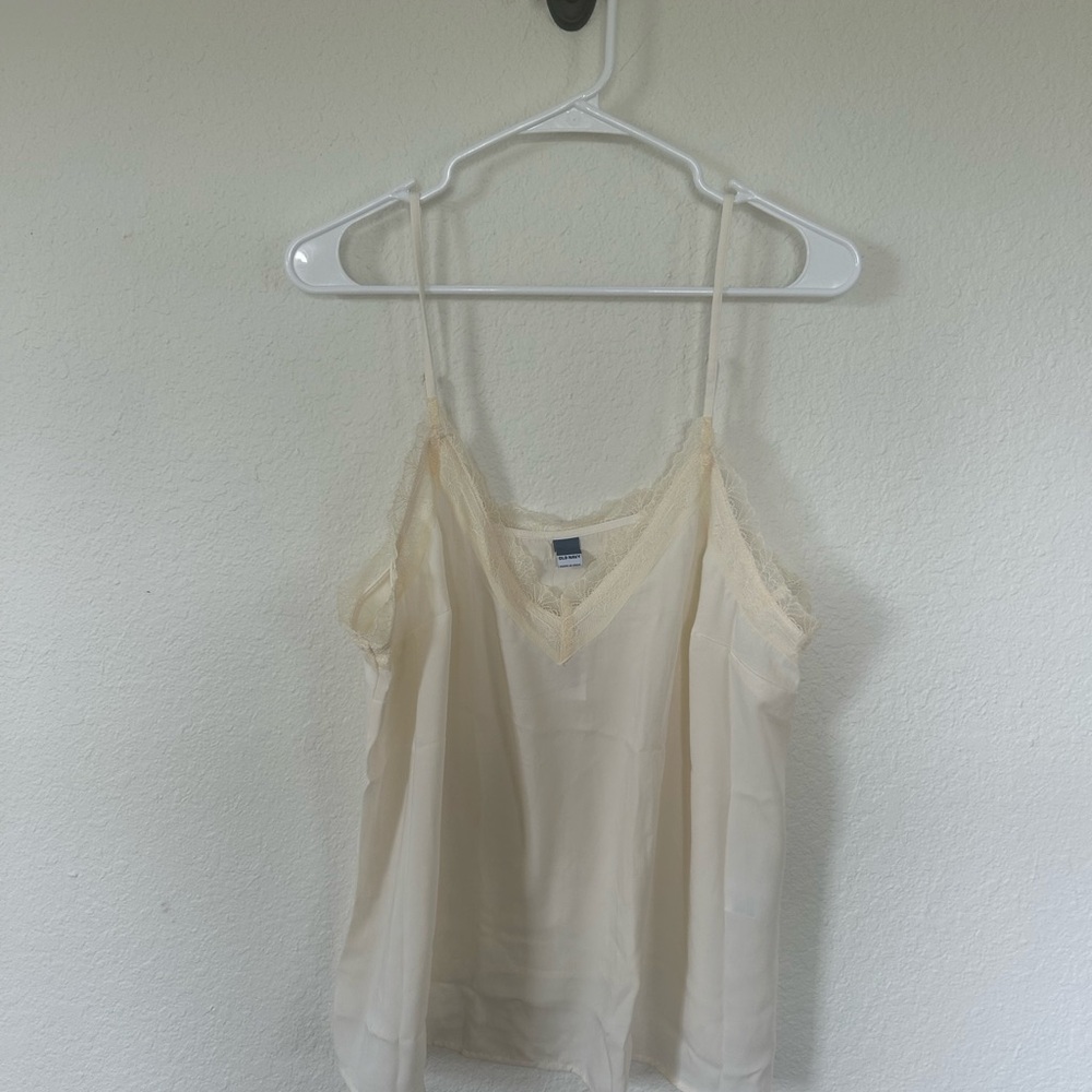 Old Navy Cream Lace-Trim Satin Cami